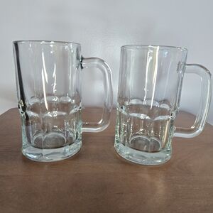 Anchor Hocking 20 oz Clear Heavy Glass Beer Stein Mug Glass USA NEW Set Of 2